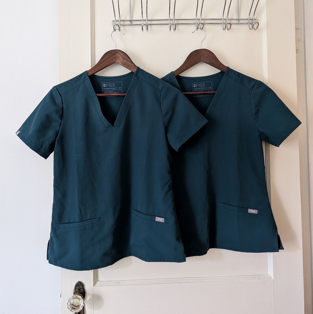 Figs Scrubs Casma Top XS Lot Of Two Caribbean Blue